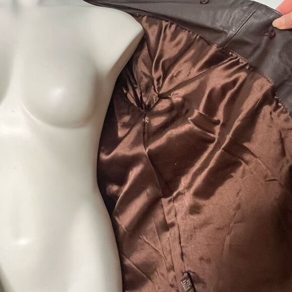 Excelled collection Y2K  chocolate brown leather trench coat - Picture 13 of 15